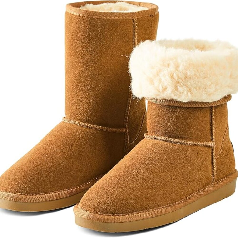 ADOKOO Boots New. Faux Fur Lined Mid Calf/ Ankle. Women's Winter Snow. Size US8